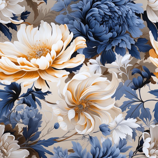 Il y a un grand motif floral avec de nombreuses couleurs différentes ai générative