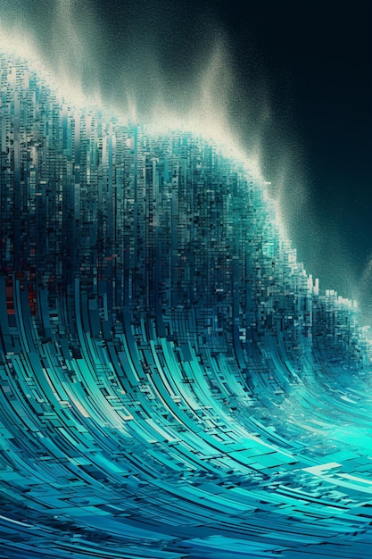 il y a une grande vague qui fait irruption dans l'océan ai génératif