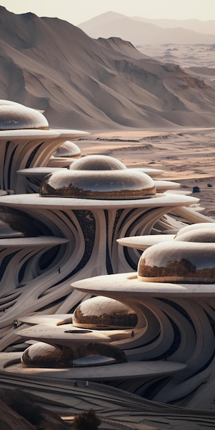 Il y a une grande zone désertique avec beaucoup de sable et de roches génératives ai