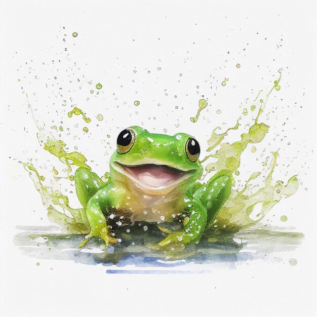 Photo il y a une grenouille qui est assise dans l'eau avec sa bouche ouverte.