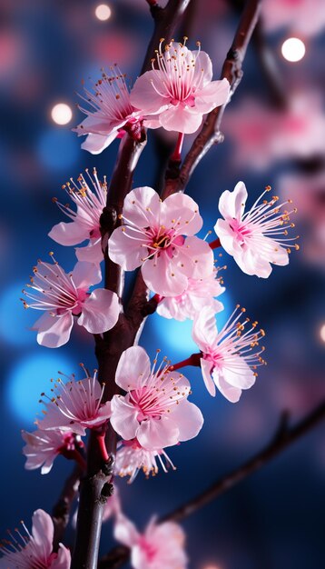 Photo il y a un gros plan d'une fleur sur un arbre génératif ai