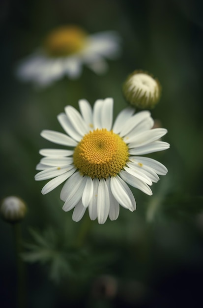 il y a un gros plan d'une fleur blanche avec un centre jaune ai génératif