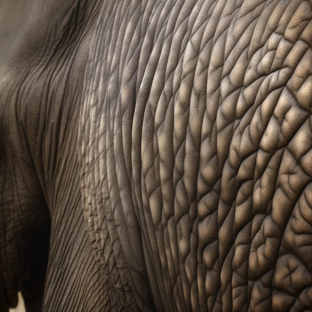Il y a un gros plan d'une grande peau d'éléphants ai générative