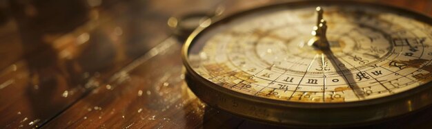 Photo il y a un gros plan d'une horloge sur une table en bois