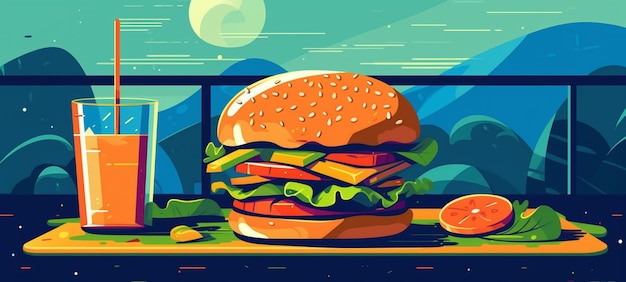 Il y a un hamburger avec de la laitue générative ai