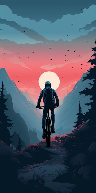 Il y a un homme qui fait du vélo sur un sentier dans les montagnes