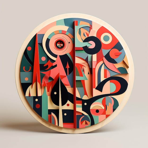 il y a une horloge en papier avec un design coloré dessus IA générative