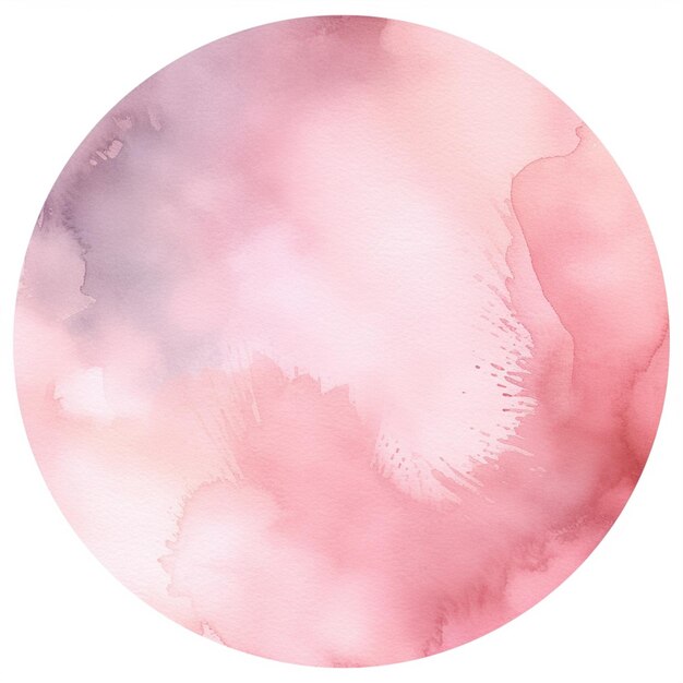 Il y a une image circulaire d'une peinture à l'aquarelle rose et bleue générative ai