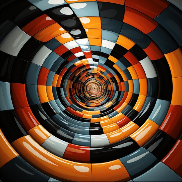 il y a une image d'un dessin en spirale coloré avec un fond noir ai générative
