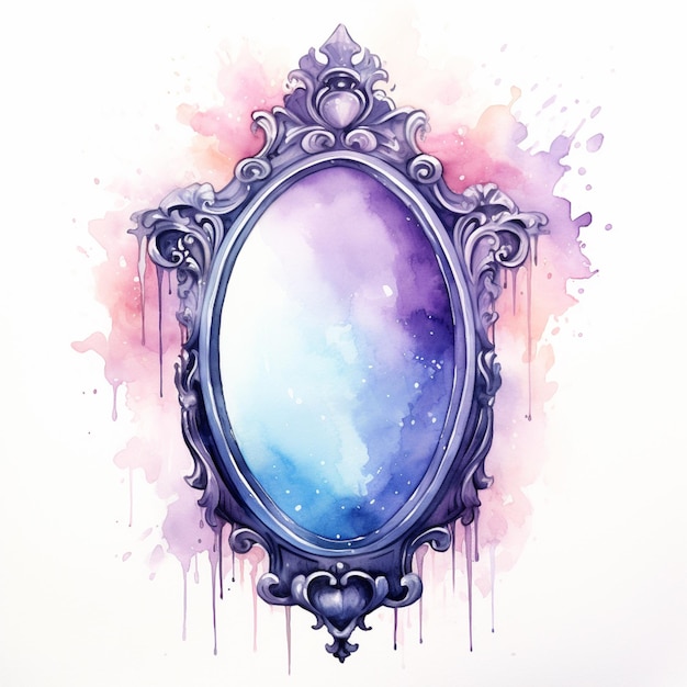 Photo il y a une image d'un miroir avec un fond violet et bleu ai générative