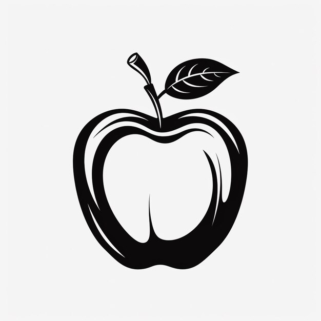 Photo il y a une image en noir et blanc d'une pomme avec une feuille générative ai