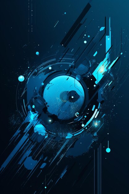 Il y a une image numérique d'un objet circulaire bleu génératif ai