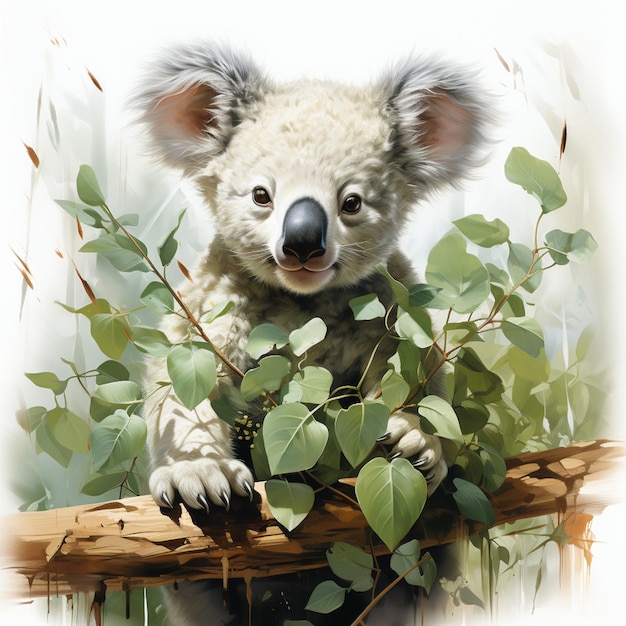 il y a un koala assis sur une branche ai générative