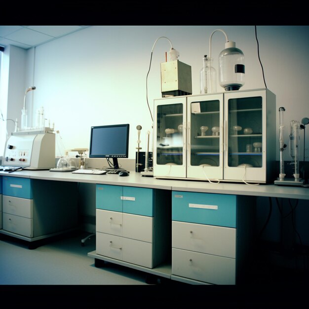 Photo il y a un laboratoire avec beaucoup d'équipements sur le comptoir génératif ai