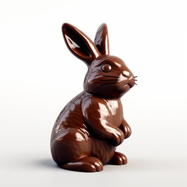 il y a un lapin en chocolat assis sur ses pattes arrière ai générative