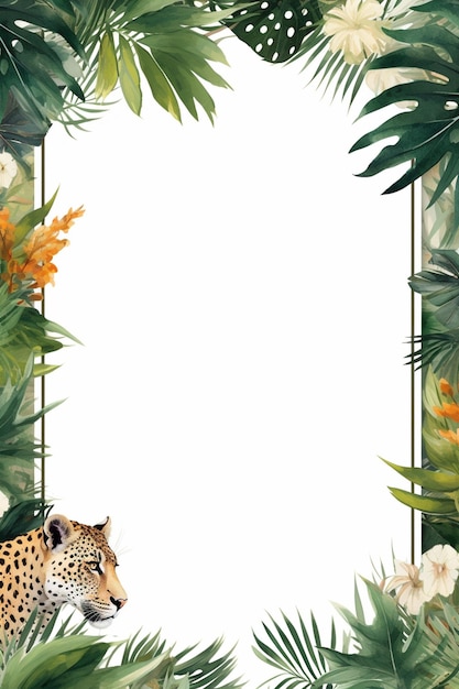 Photo il y a un léopard dans la jungle avec un fond blanc génératif ai
