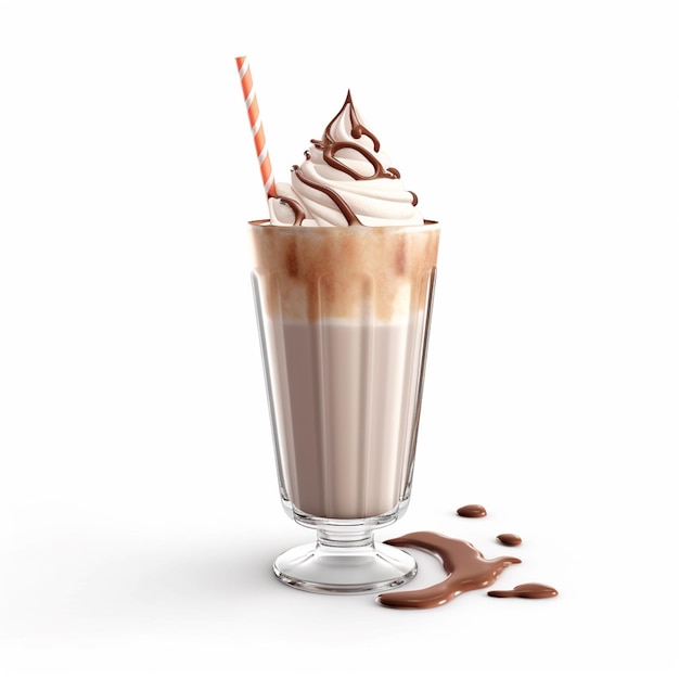 Il y a un milk-shake au chocolat avec de la crème fouettée et du sirop de chocolat génératif ai