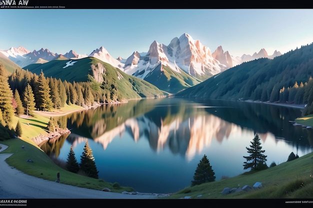 Photo il y a des montagnes et de l'eau claire du lac sous le ciel bleu beau paysage fond d'écran