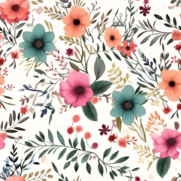 Il y a un motif floral avec de nombreuses couleurs différentes sur elle générative ai