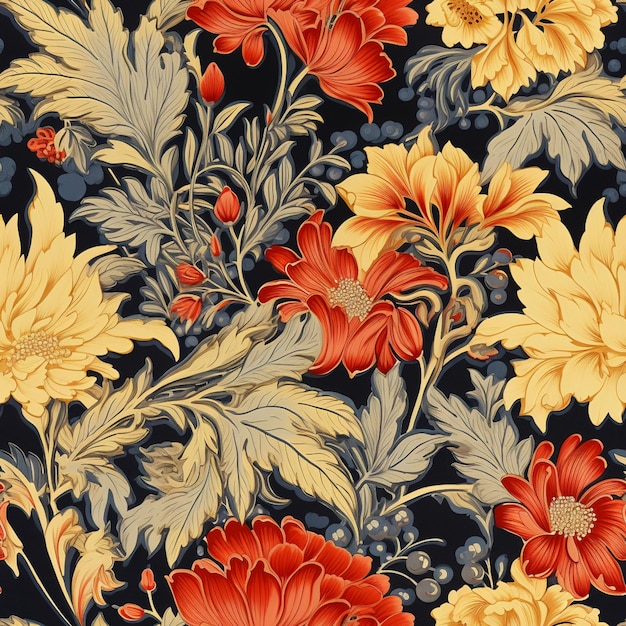 il y a un motif floral très coloré avec de nombreuses fleurs ai générative