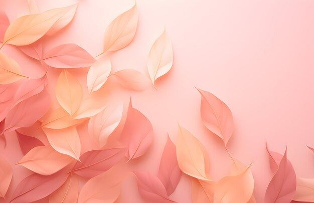 il y a de nombreuses feuilles de papier sur fond rose IA générative