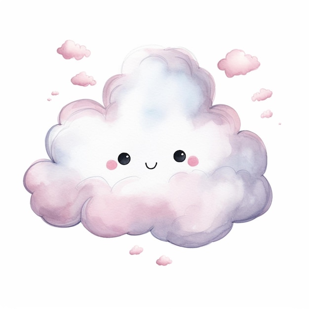 Il y a un nuage de dessin animé avec un visage dessus.