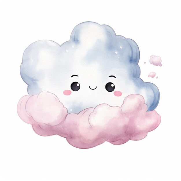 Il y a un nuage de dessin animé avec un visage dessus.