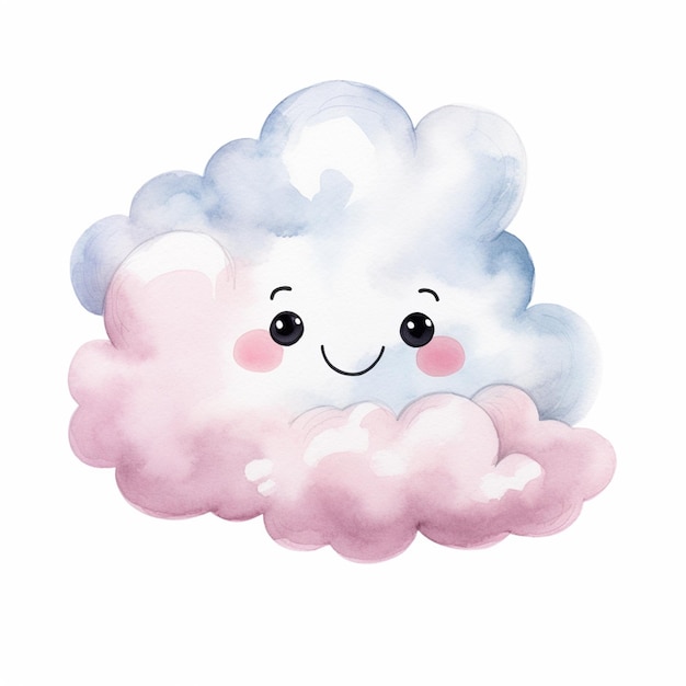 Il y a un nuage de dessin animé avec un visage souriant dessus.