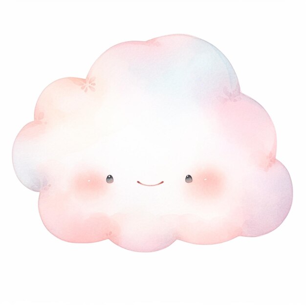 Il y a un nuage avec un visage dessiné dessus.