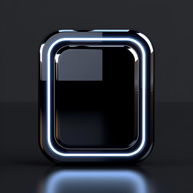 Photo il y a un objet en forme de carré noir et bleu avec une lumière sur lui.