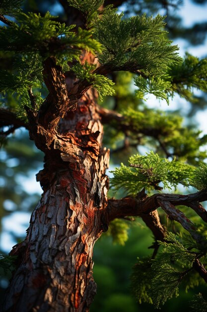 Il y a un oiseau perché sur une branche d'arbre dans le soleil génératif ai