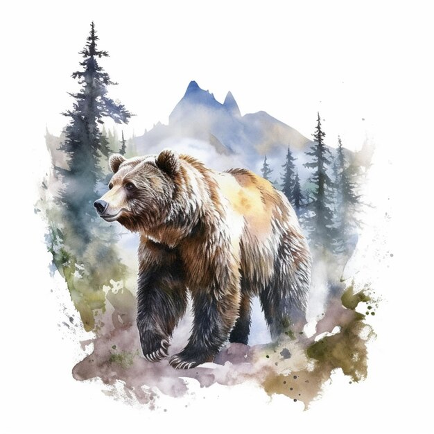 Il y a un ours qui se promène dans les bois.