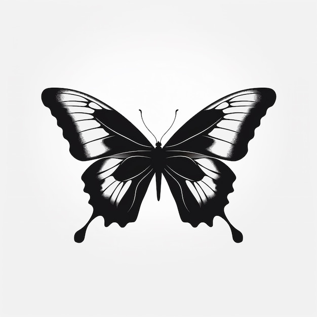 Photo il y a un papillon noir et blanc sur un fond blanc génératif ai
