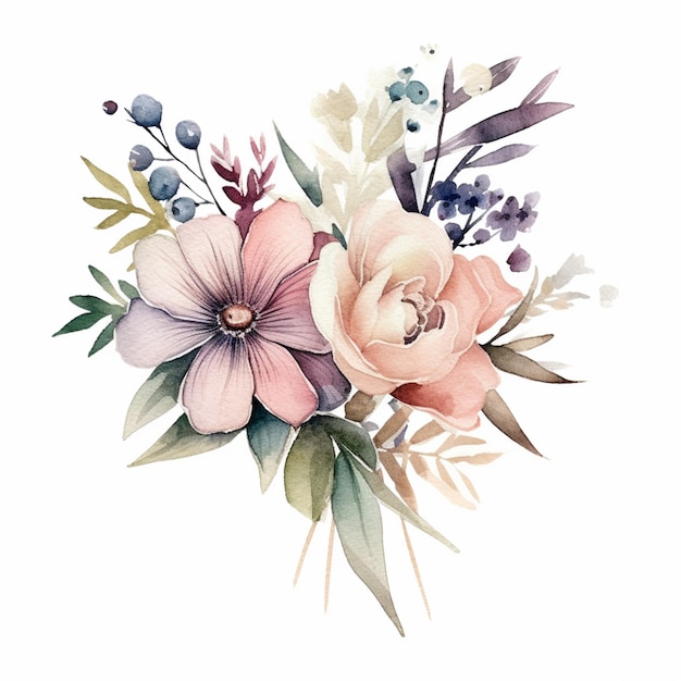 Il y a une peinture à l'aquarelle d'un bouquet de fleurs générative ai