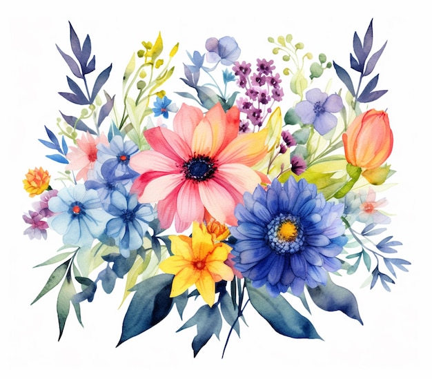 Il y a une peinture à l'aquarelle d'un bouquet de fleurs générative ai