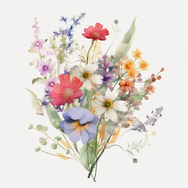 Il y a une peinture à l'aquarelle d'un bouquet de fleurs générative ai