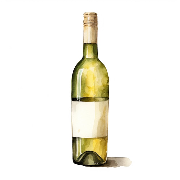 Photo il y a une peinture à l'aquarelle d'une bouteille de vin générative ai