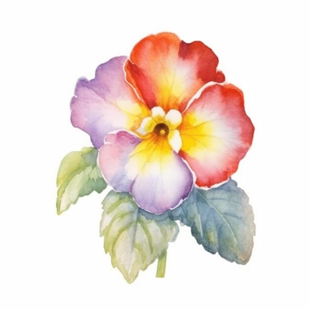 Il y a une peinture à l'aquarelle d'une fleur sur un fond blanc.