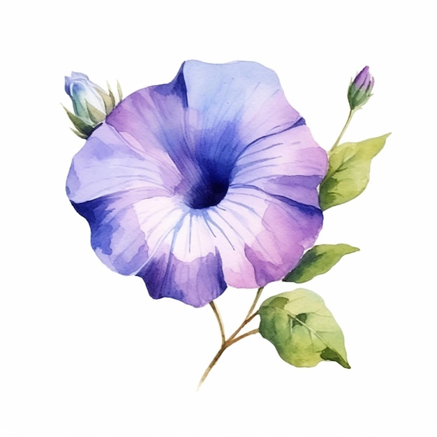 Il y a une peinture à l'aquarelle d'une fleur sur un fond blanc.