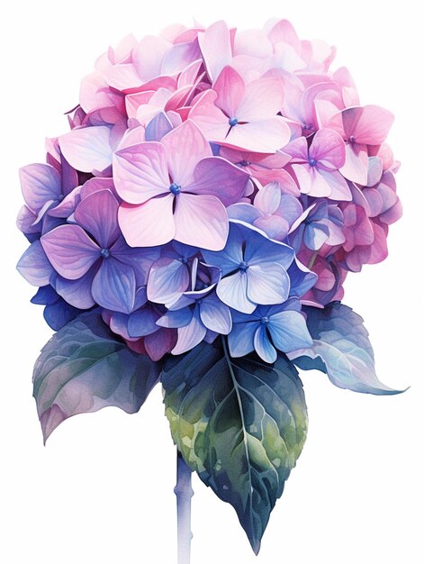 il y a une peinture d'une bouche d'incendie avec des fleurs violettes et bleues générative ai