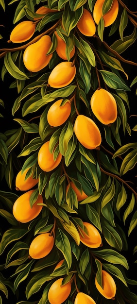 Photo il y a une peinture d'un bouquet d'oranges sur un arbre génératif ai