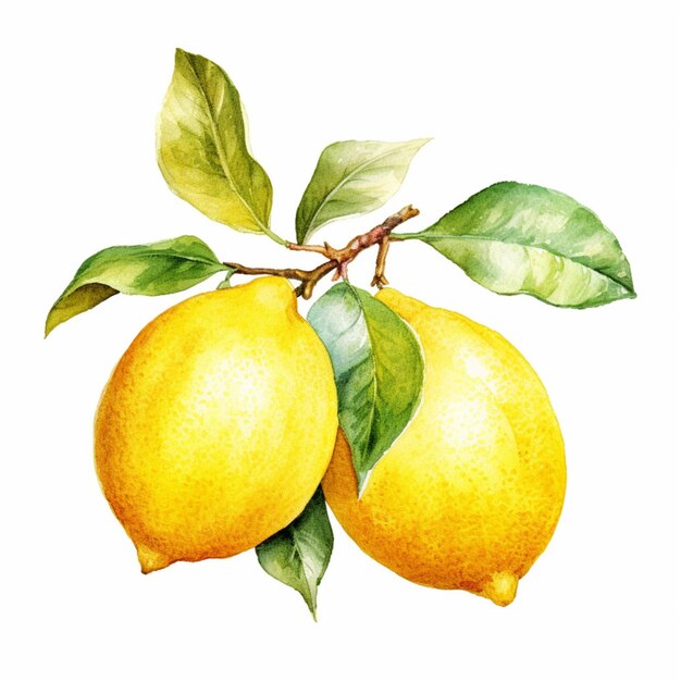 il y a une peinture de deux citrons sur une branche ai générative