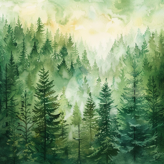 Il y a une peinture d'une forêt avec beaucoup d'arbres génératifs ai