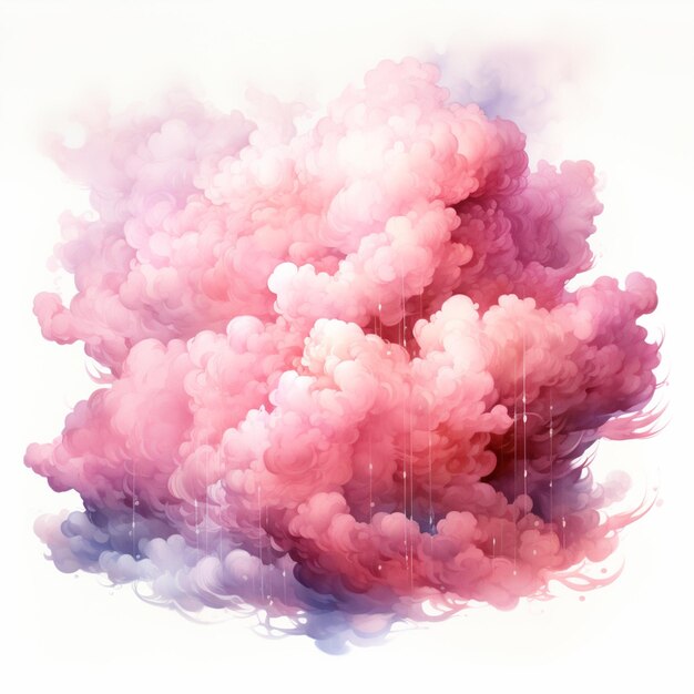 Il y a une peinture d'un nuage de couleurs roses et violettes générative ai