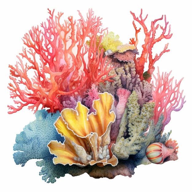 Il y a une peinture d'un récif de corail avec de nombreuses couleurs différentes, IA générative