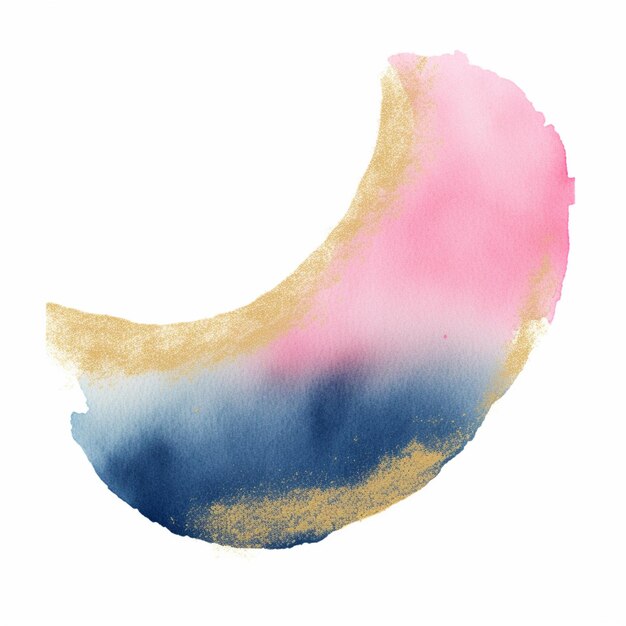 Photo il y a une peinture rose et bleue avec une demi-lune dessus.