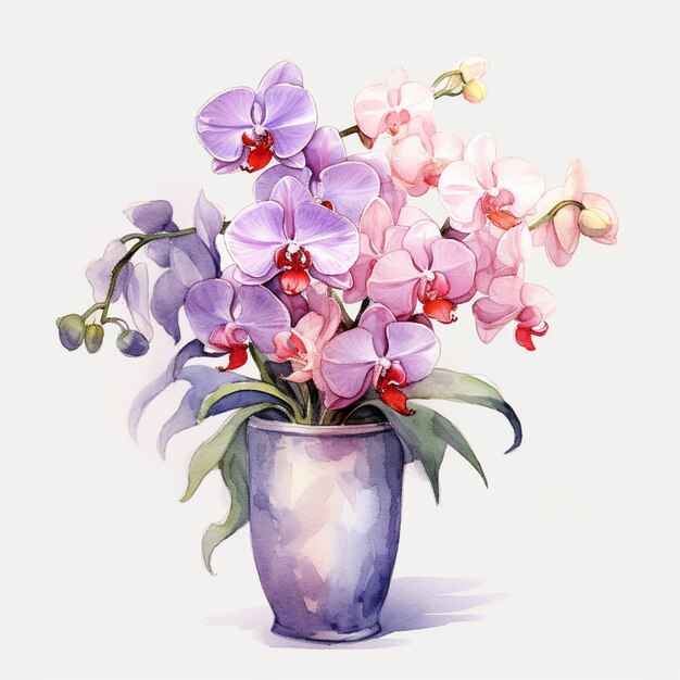 Il y a une peinture d'un vase avec des fleurs en ai générative