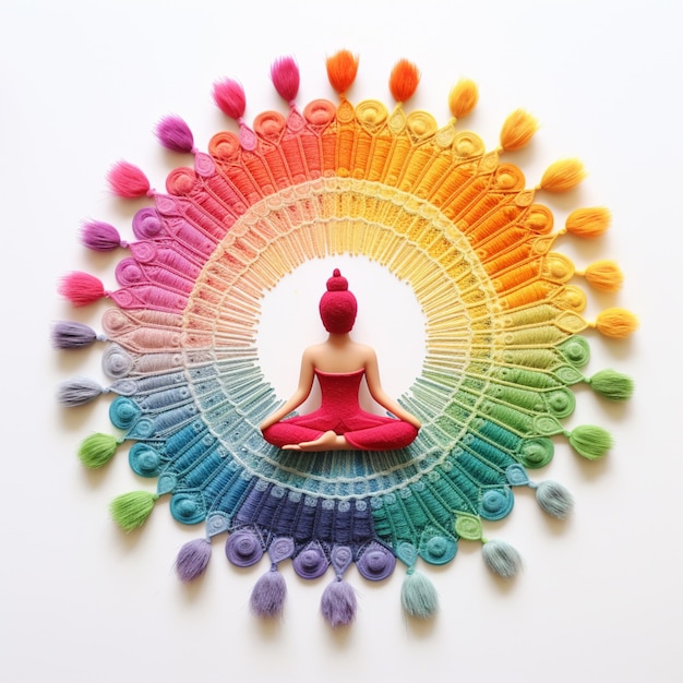 Photo il y a une personne assise dans une position de lotus dans un cercle coloré génératif ai