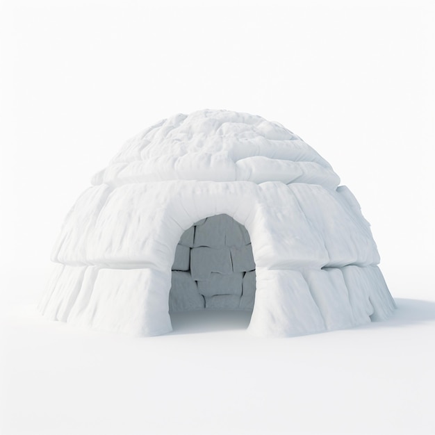 Il y a un petit igloo blanc fait de neige sur une surface blanche générative ai
