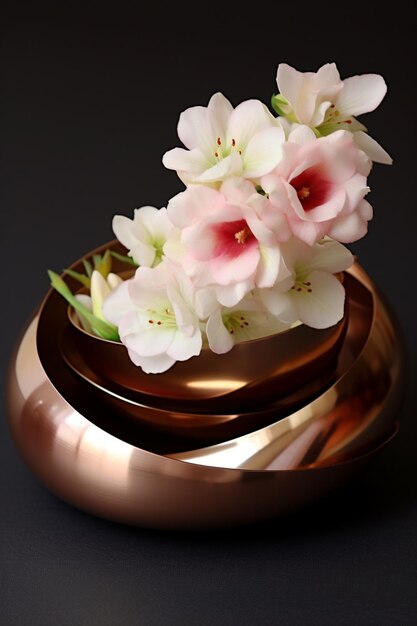 Photo il y a un petit vase avec des fleurs dessus sur une table générative ai